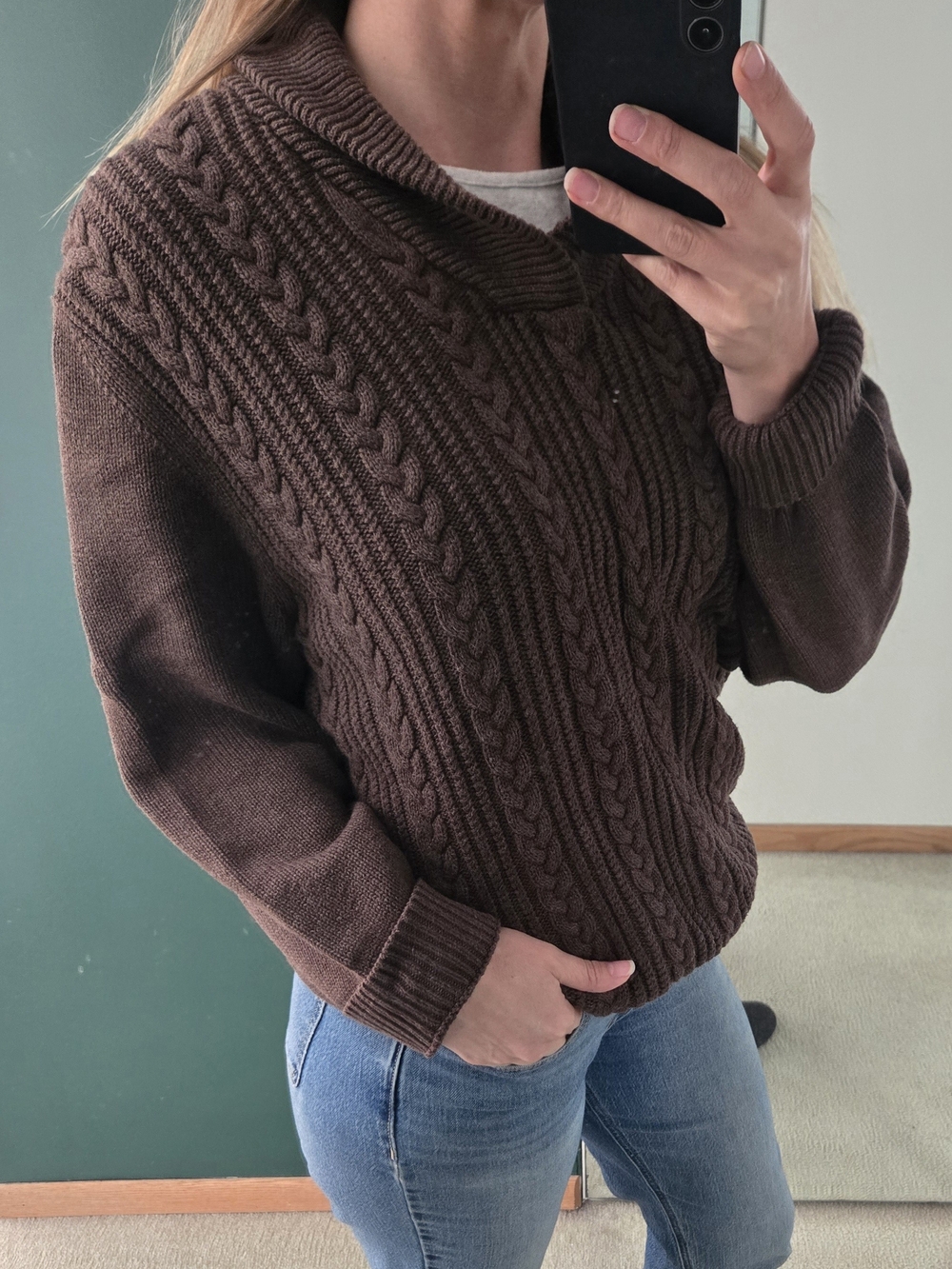 Jos. A. Bank Women's Brown Cable Turtleneck Sweater